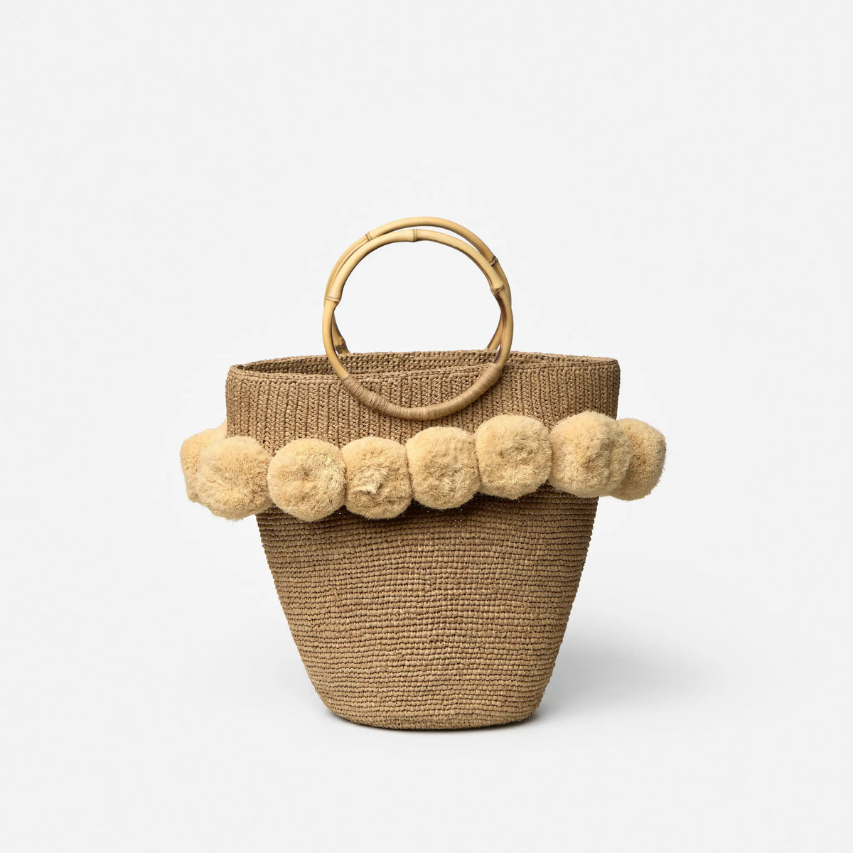 Zara Round Bag With Pompom SEO Raffia Bucket Bag