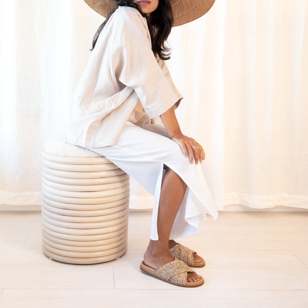 Raffia Slides - TATAN Natural Woven Summer Sandals